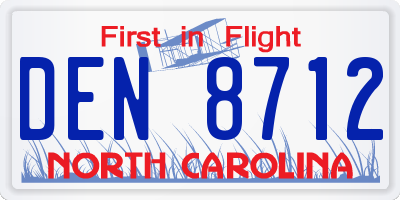 NC license plate DEN8712