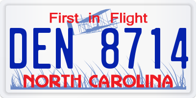 NC license plate DEN8714