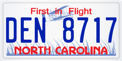 NC license plate DEN8717