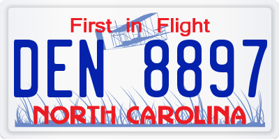 NC license plate DEN8897
