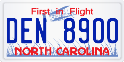 NC license plate DEN8900