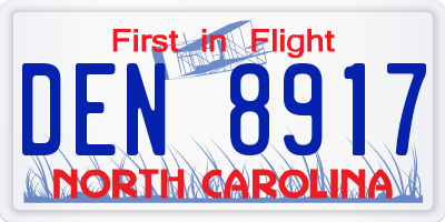 NC license plate DEN8917