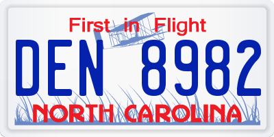 NC license plate DEN8982