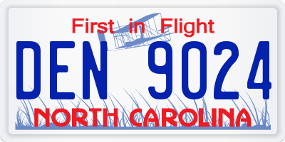 NC license plate DEN9024