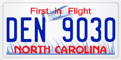 NC license plate DEN9030