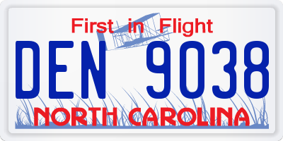 NC license plate DEN9038