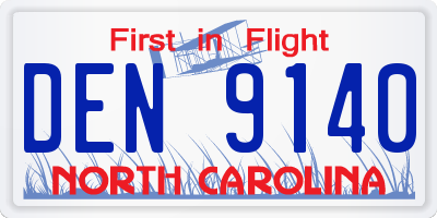 NC license plate DEN9140