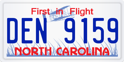 NC license plate DEN9159