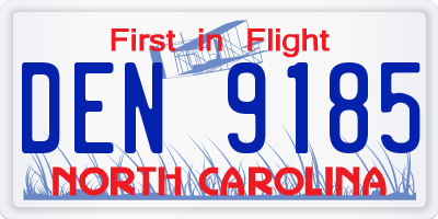NC license plate DEN9185