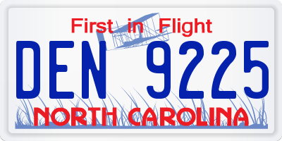NC license plate DEN9225