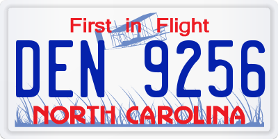 NC license plate DEN9256