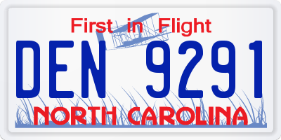 NC license plate DEN9291