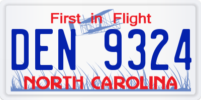 NC license plate DEN9324
