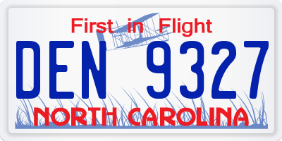 NC license plate DEN9327