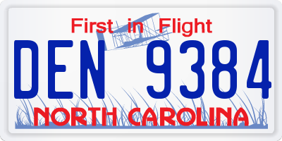 NC license plate DEN9384