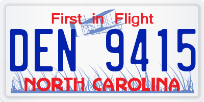 NC license plate DEN9415