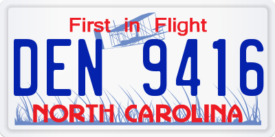NC license plate DEN9416