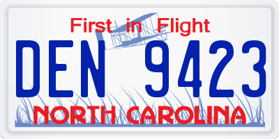 NC license plate DEN9423