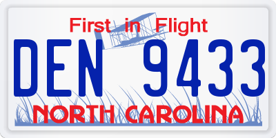 NC license plate DEN9433