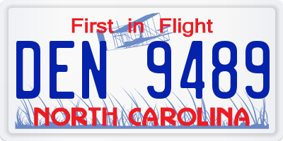 NC license plate DEN9489