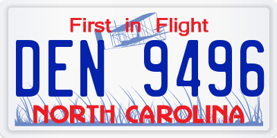 NC license plate DEN9496