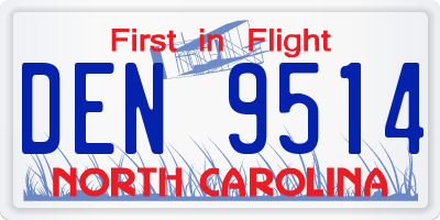 NC license plate DEN9514