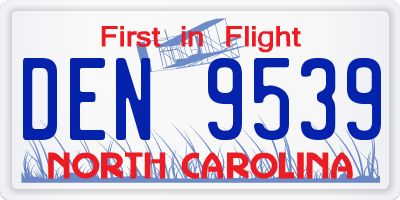 NC license plate DEN9539