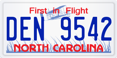 NC license plate DEN9542