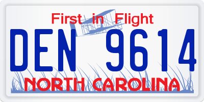 NC license plate DEN9614
