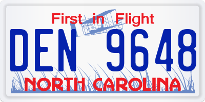 NC license plate DEN9648