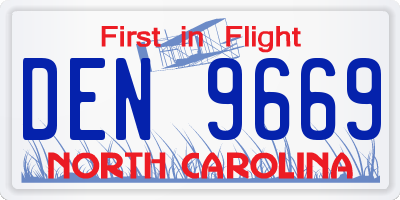 NC license plate DEN9669