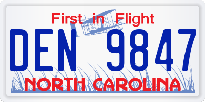 NC license plate DEN9847