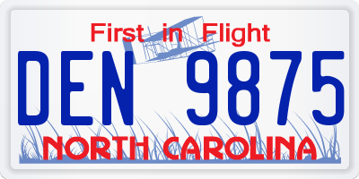 NC license plate DEN9875
