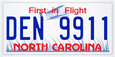 NC license plate DEN9911