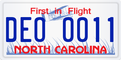 NC license plate DEO0011