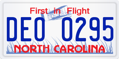 NC license plate DEO0295