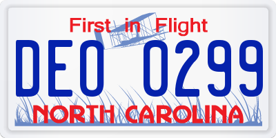 NC license plate DEO0299