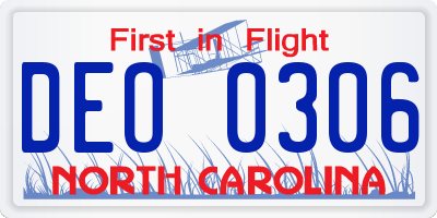 NC license plate DEO0306