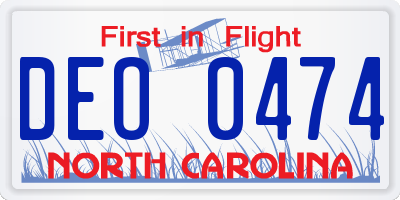 NC license plate DEO0474