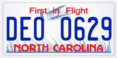 NC license plate DEO0629
