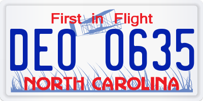 NC license plate DEO0635