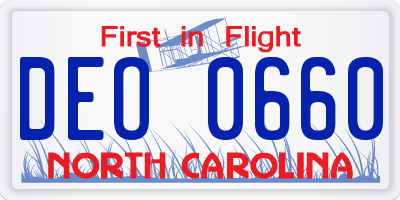 NC license plate DEO0660