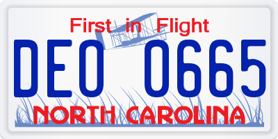 NC license plate DEO0665