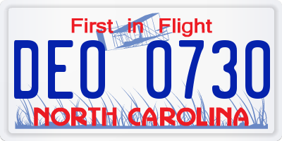NC license plate DEO0730
