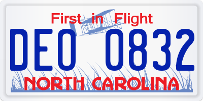 NC license plate DEO0832