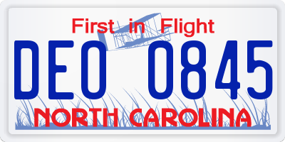 NC license plate DEO0845