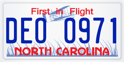 NC license plate DEO0971