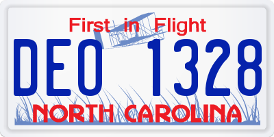 NC license plate DEO1328