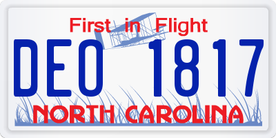 NC license plate DEO1817