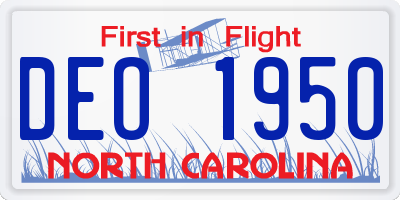 NC license plate DEO1950